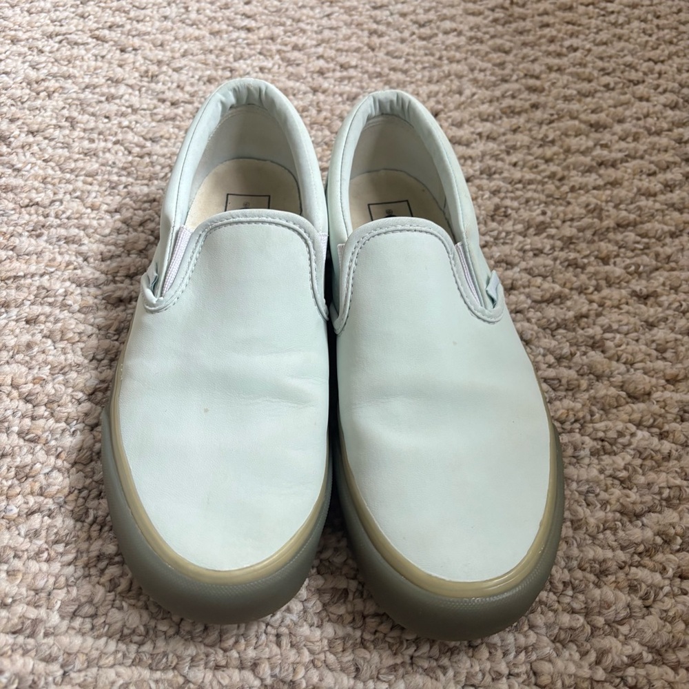 Vans Women's  leather Slip-On sneakers- Light mint green